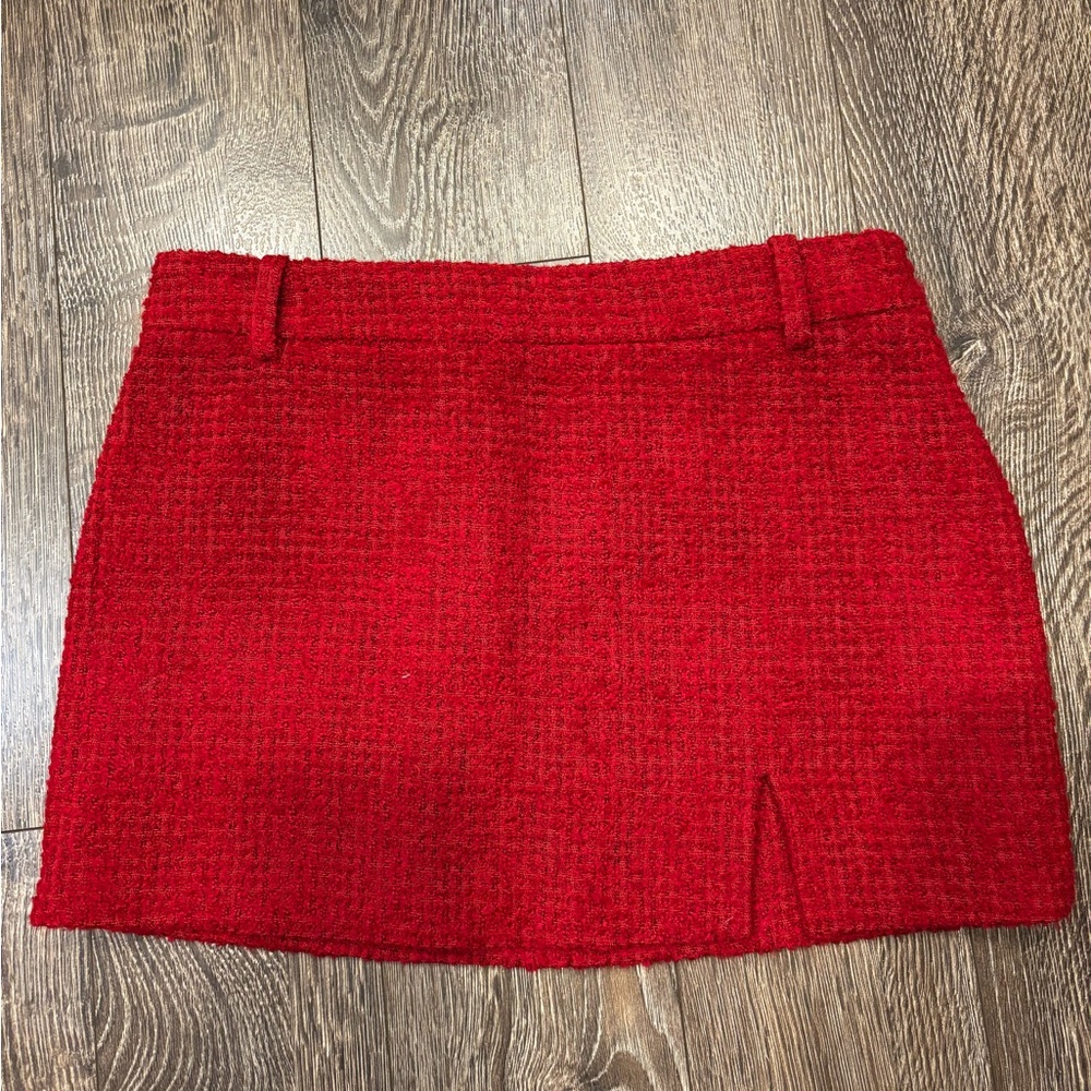 Zara red tweed mini skirt